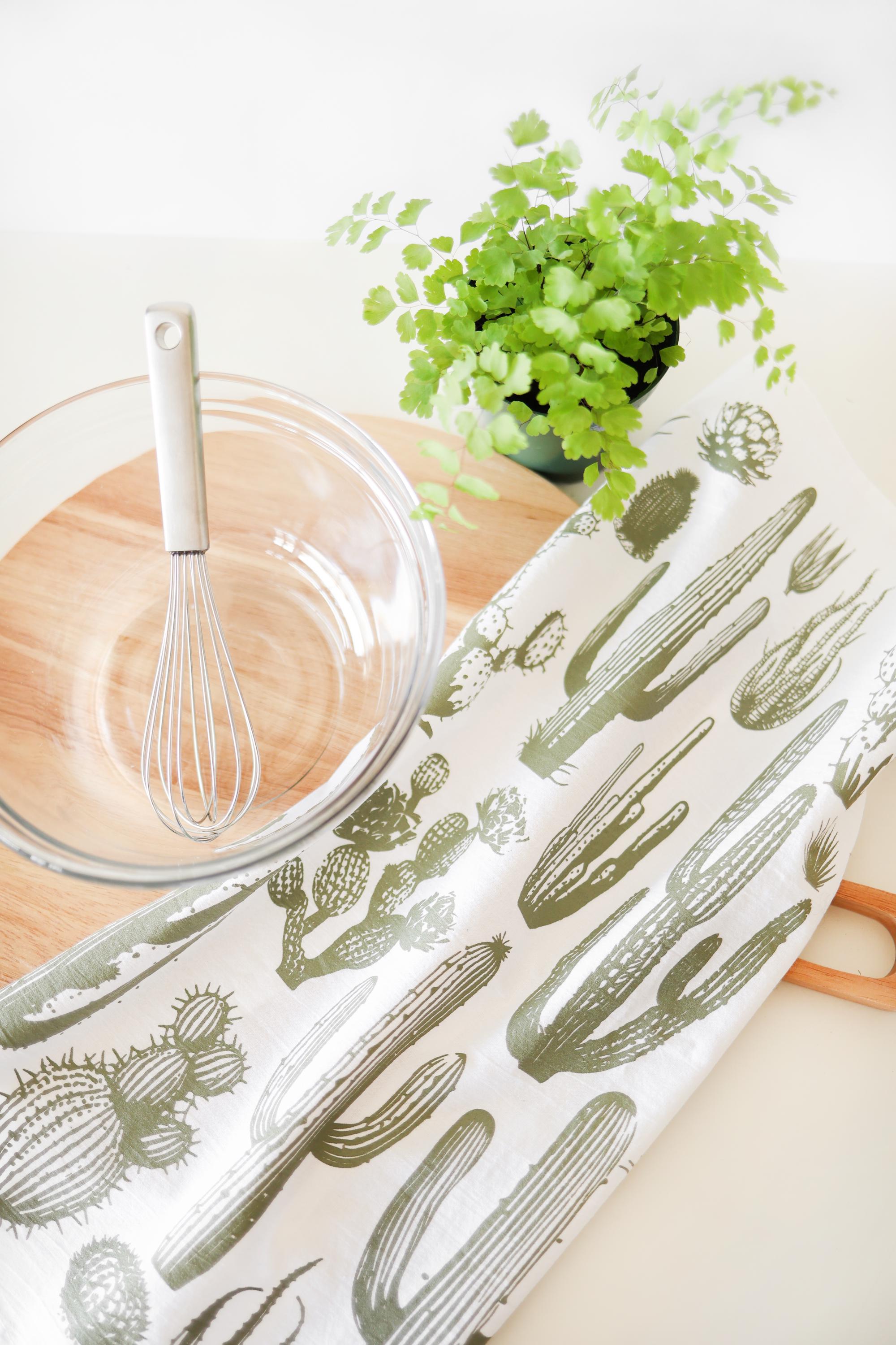 Cactus Tea Towel – Watercolor Print, 100% Cotton | Made in USA by Highland Ridge Decor
