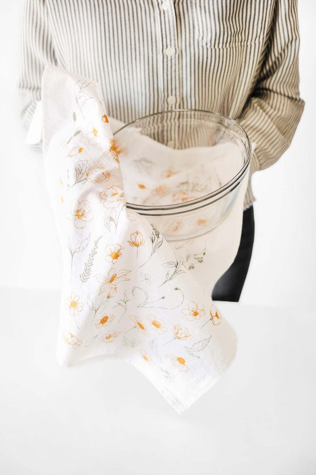 Flower Garden Tea Towel – Watercolor Print, 100% Cotton | Made in USA by Highland Ridge Decor