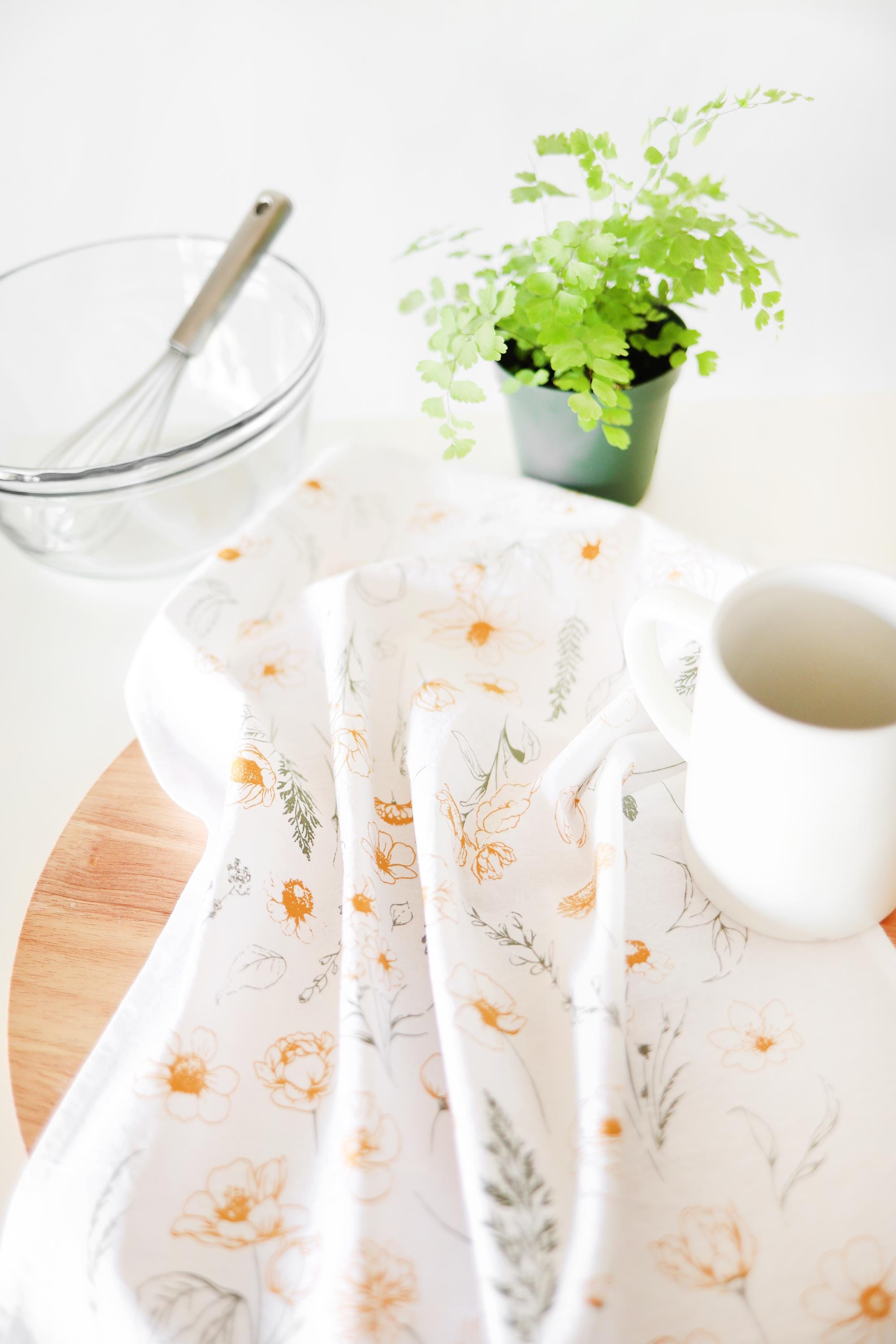 Flower Garden Tea Towel – Watercolor Print, 100% Cotton | Made in USA by Highland Ridge Decor