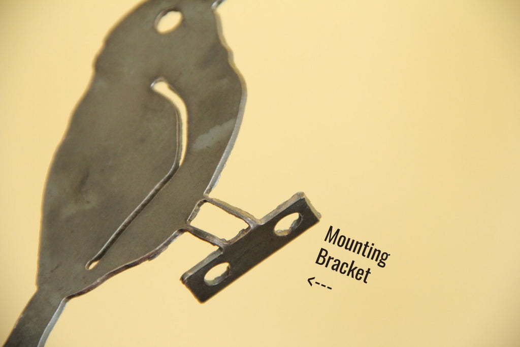 Chickadee Metal Bird Statue | Plasma Cut Steel Garden & Fence Decor