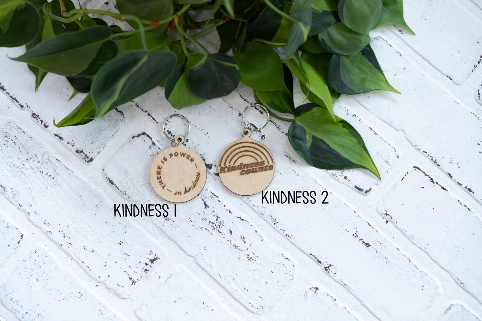 Kindness Counts Keychain, Wooden Keychain, There is Power in Kindness Key Ring with Hearts-2