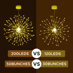 Firework Starburst String Lights 2-Pack | 120 LED, 8 Modes, Remote & Timer
