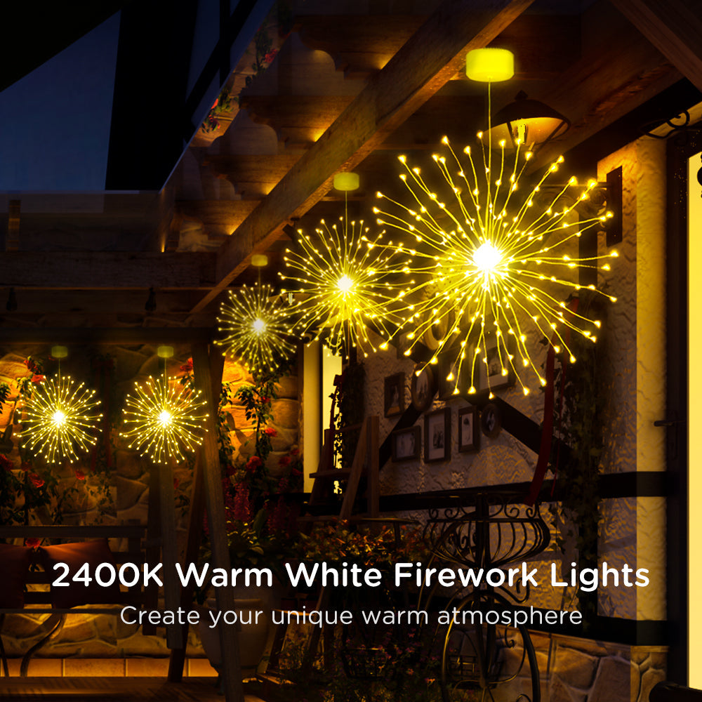 Firework Starburst String Lights 2-Pack | 120 LED, 8 Modes, Remote & Timer