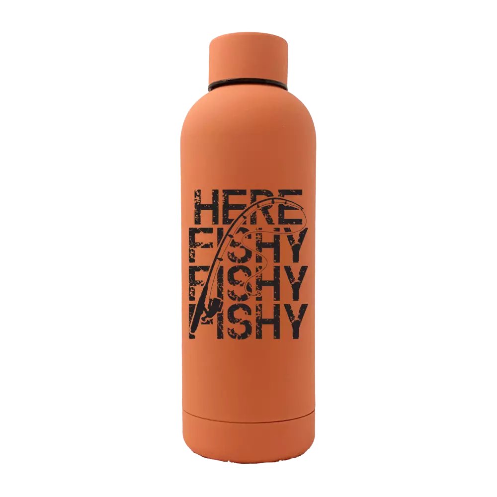 Here Fishy Fishy 17oz Insulated Water Bottle | Rubber-Coated Stainless Steel