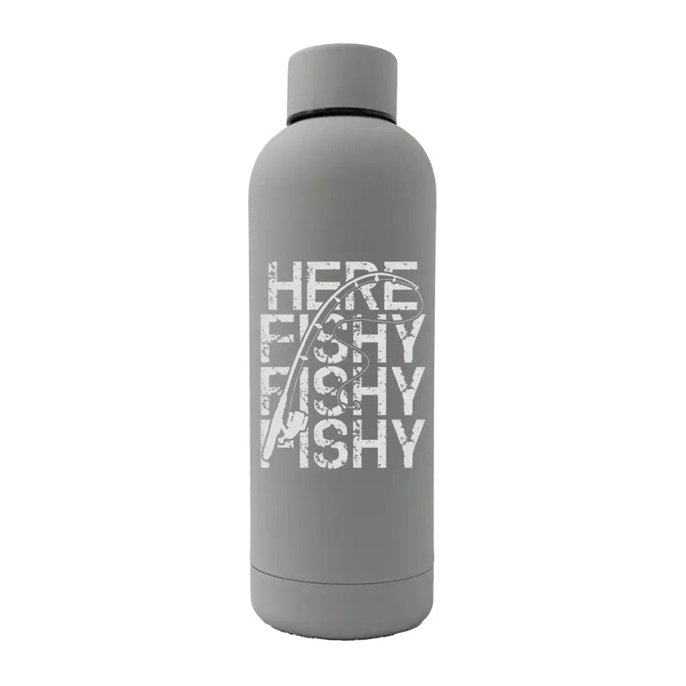 Here Fishy Fishy 17oz Insulated Water Bottle | Rubber-Coated Stainless Steel