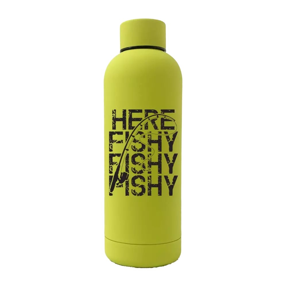 Here Fishy Fishy 17oz Insulated Water Bottle | Rubber-Coated Stainless Steel