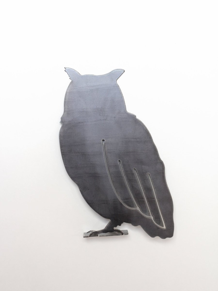 Metal Owl Garden Statue – Handmade Plasma Cut Steel, 11.5" Outdoor Decor