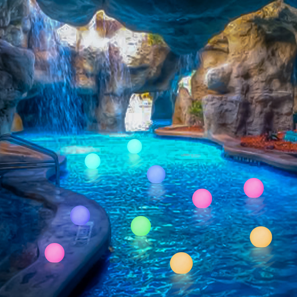 LED Glow Pool Ball Lights | 16 Colors, Waterproof, Remote Control – 6 Pack