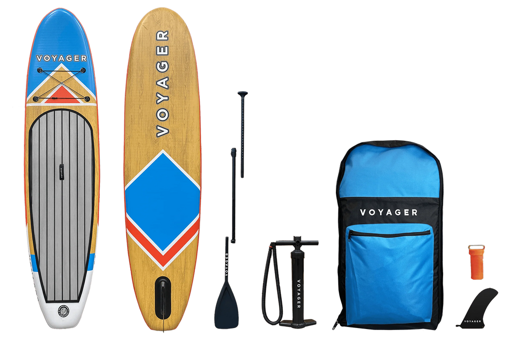 Woodgrain Voyager 10'10" Inflatable Stand-Up Paddleboard Package