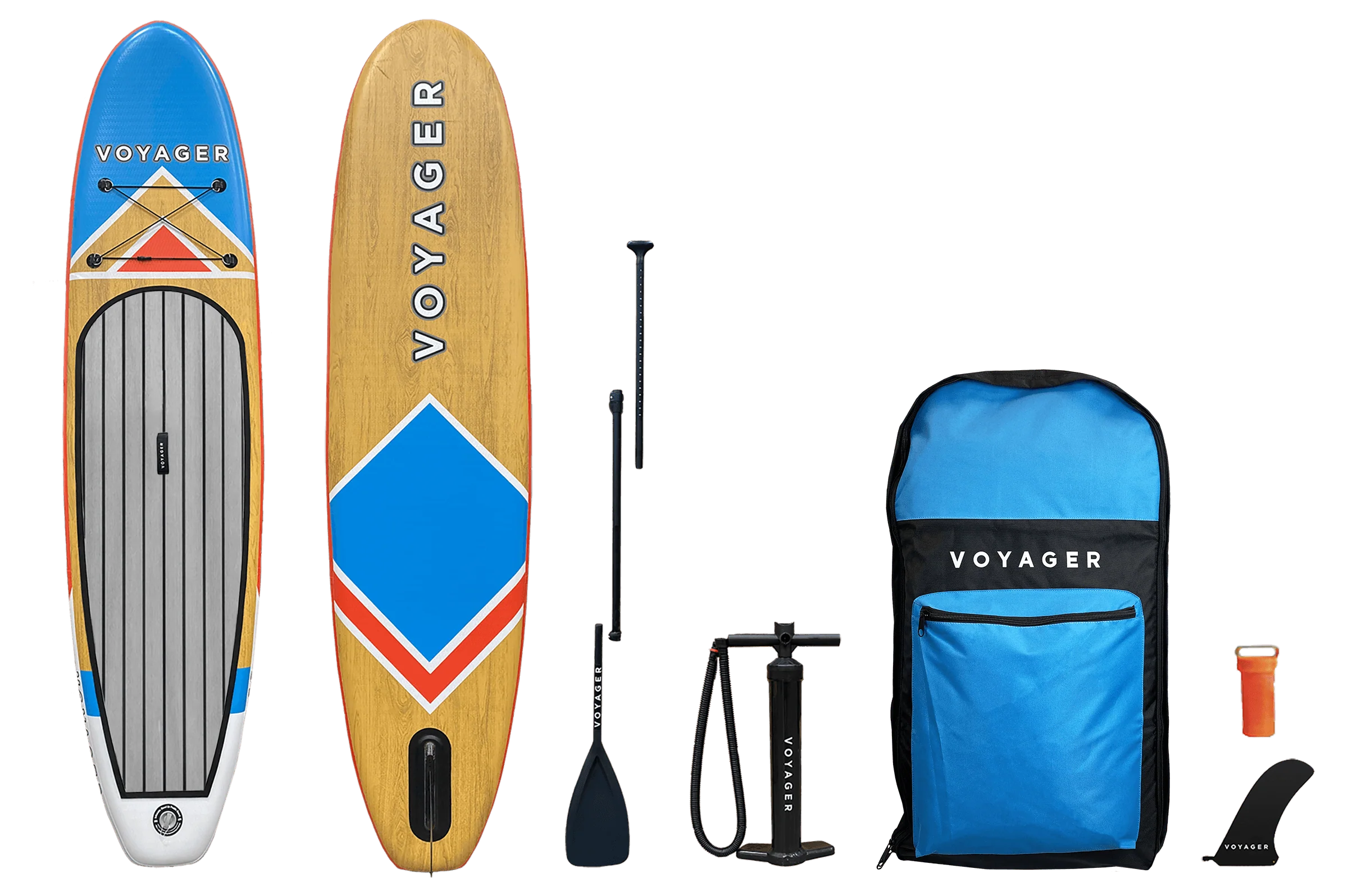 Woodgrain Voyager 10'10" Inflatable Stand-Up Paddleboard Package