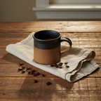 Rustic Matte Black Stoneware Mug Lifestyle