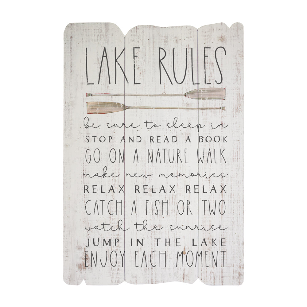 Lake Rules Wood Sign | Rustic Lake House Wall Decor