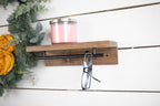 Floating Solid Wood Shelf with Metal Rail, Easy Install Minimalist Shelf with Towel Bar-1