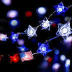 American Flag LED String Lights | Red White & Blue, Battery & USB, Remote Control