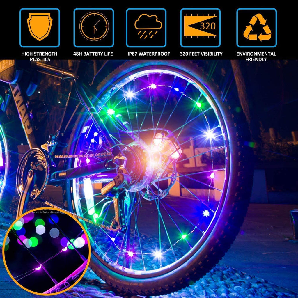 LED Bike Wheel Spoke Lights | 2-Pack, Color Glow, 8-Hour Battery Life