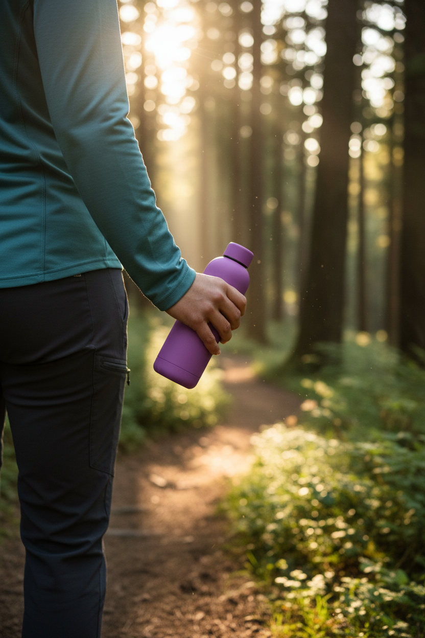 Water Bottle Held on Trail